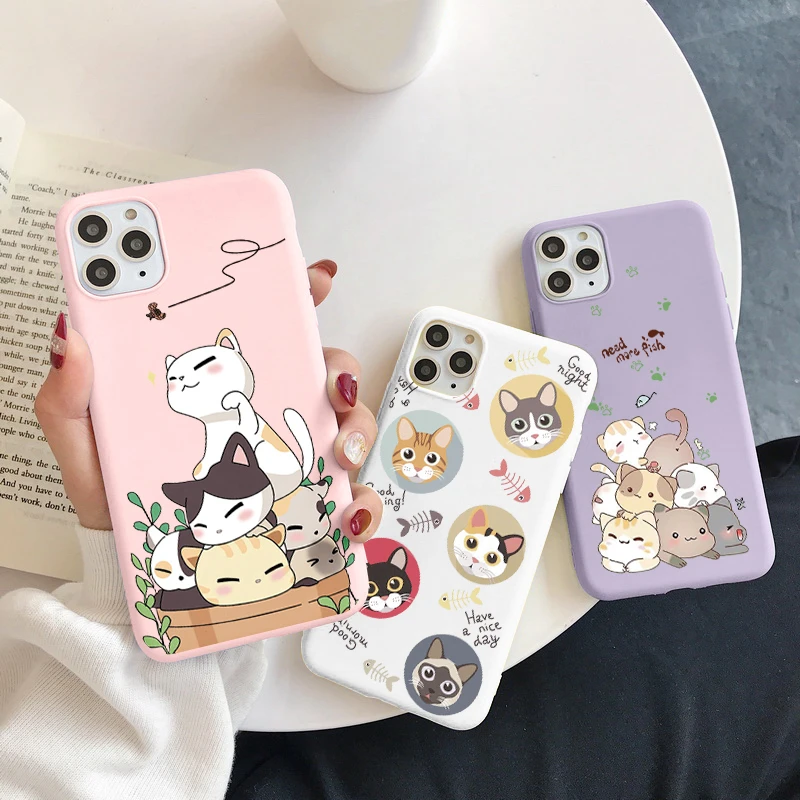 

Cute Cartoon Lucky Cat Case For Huawei P20 P30 Pro P40 Lite E Y9 Prime Y7 Y6 P Smart 2019 2021 Honor 20 Pro 10 Lite 9X 9C Cover