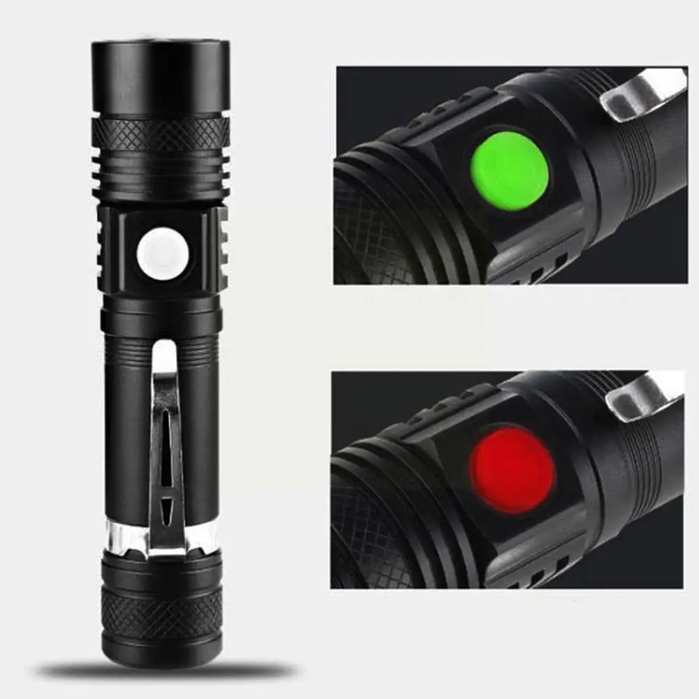 

Powerful Tactical LED Flashlights Waterproof USB Rechargeable Outdoor Power 3 Flashlight Led Camping Indicator Torch Modes B2H4