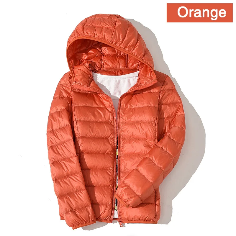 ENjoyce женская зимняя тонкая белая утиная толстовка с капюшоном пуховики легкие