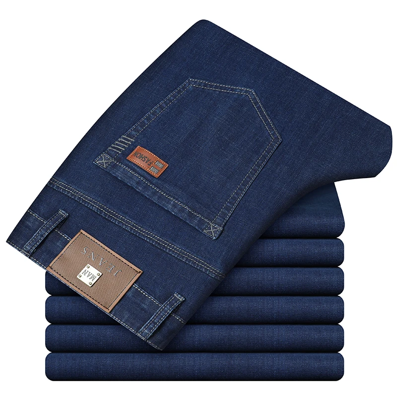 

2020 New Business Fashion Stretch Denim Classic Style Men's Regular Fit Stragith Jeans Jean Trousers Male Pants Blue And Black