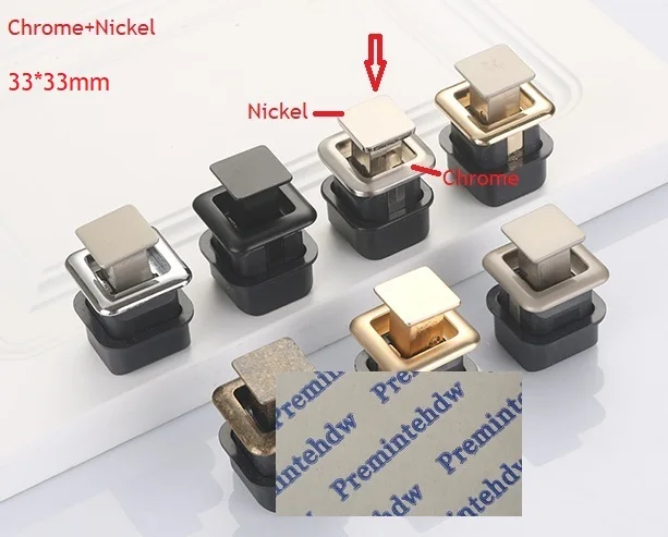 Chrome and Nickel 4 шт./партия, потайная, светящаяся на весну, выдвижная ручка шкафа, RV Yacht Caravan Gun, черный, золотой, жемчужный, бронзовый, квадратный, круглый - Цвет: Chrome and Nickel