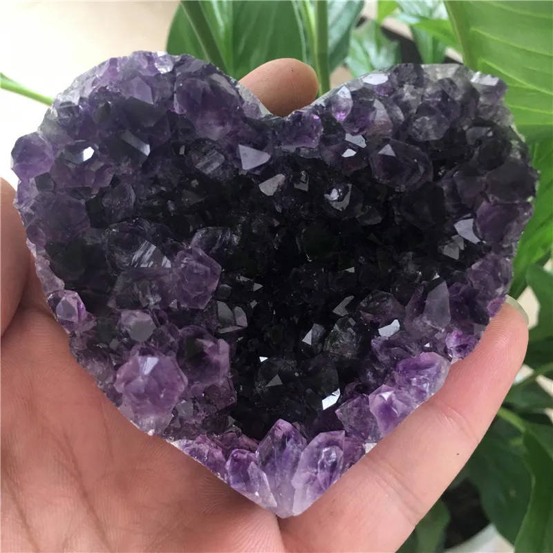 

Натуральный сердце Форма Уругвайский аметист кварц кластера с украшением в виде кристаллов Исцеление образца