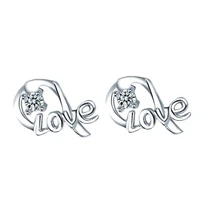 hot sale silver color love letter with zircon earrings female models suitable for valentines day gift