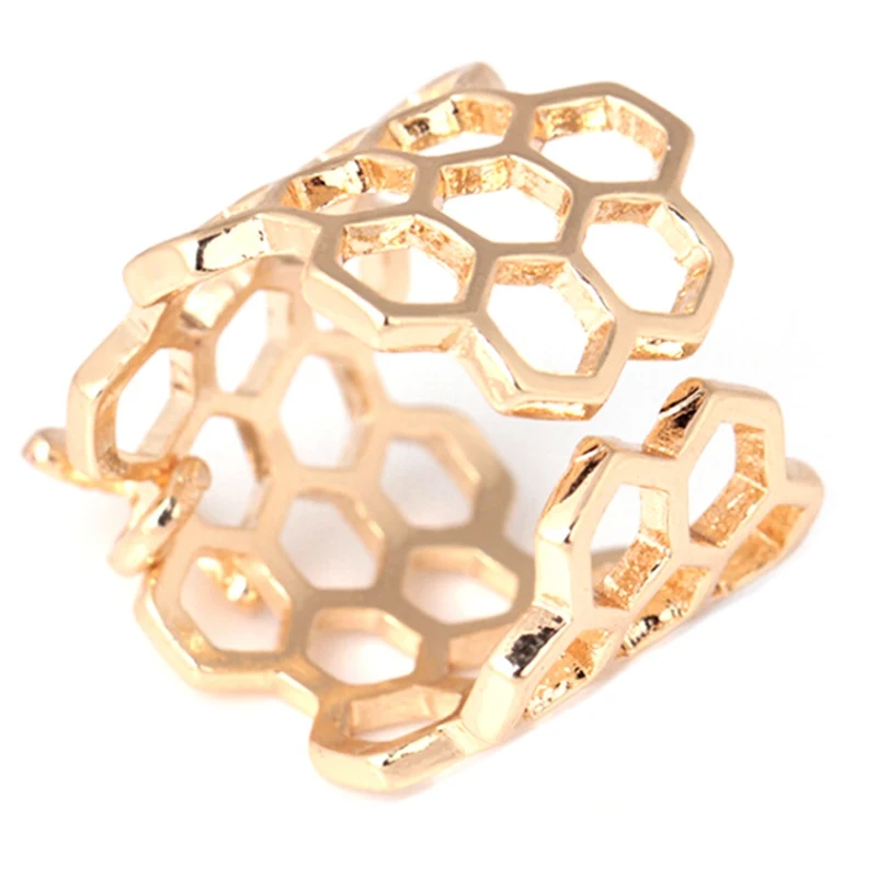 Регулируемые открытые шестигранные женские кольца из нержавеющей стали