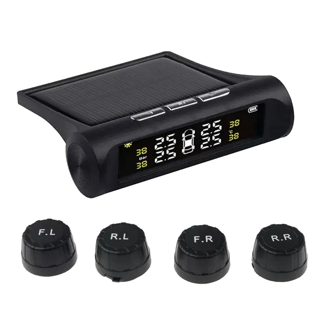 

RV Car TPMS Tire Pressure Alarm Monitor System Solar Powered External Sensor