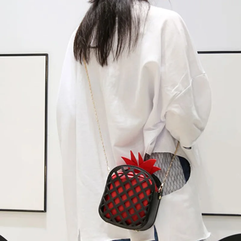 Мини Для женщин Сумочка с фруктами: пустотелая цепь сумка Симпатичные ананас
