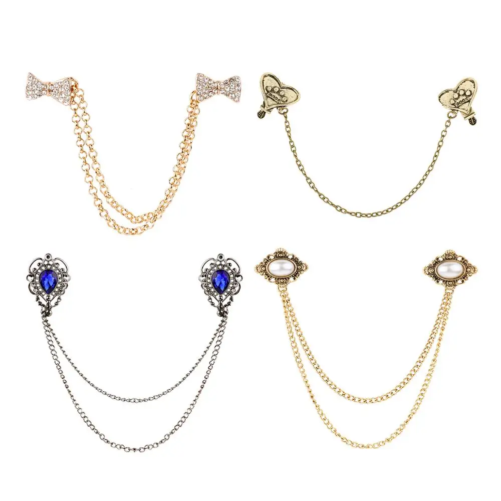 

Women Vintage Pin Brooch Fashion Sweater Fasteners Vest Blouse Shawl Chain Clips Cardigan Collar Holders Decorations for Party