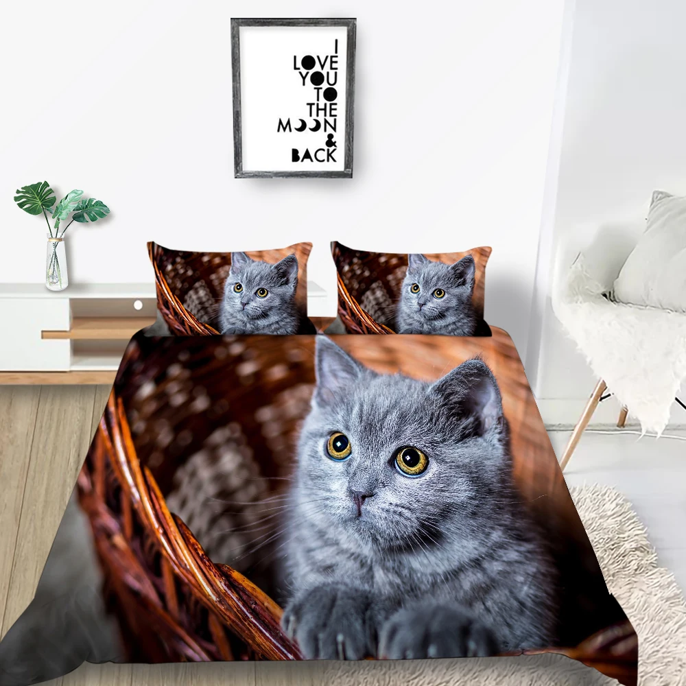 Комплект постельного белья с изображением апельсинового кота | Дом и сад