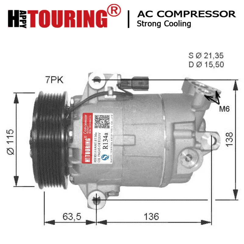 Компрессор переменного тока для Nissan Qashqai 1 6 2007- 92600-JD000 92600-JD700 92600-JD70B 92600-JD71A 92600-JD71B