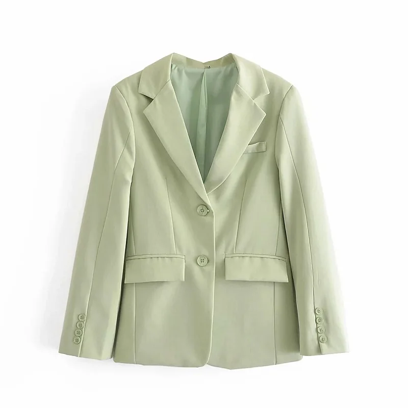 

Женский однотонный зеленый Блейзер, пальто, винтажные пиджаки с английским воротником и карманами, модные женские повседневные шикарные то...