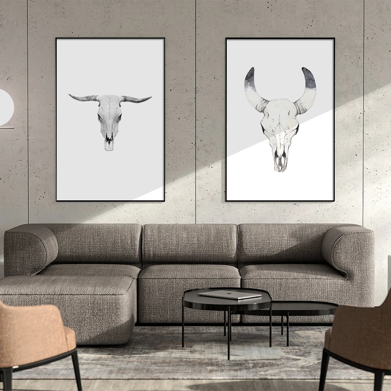 Scandinavian Poster Deer Sheep Head Nordic Style Wall Art Canvas Print Painting Decoration Picture for Living Room Home Decor | Дом и сад
