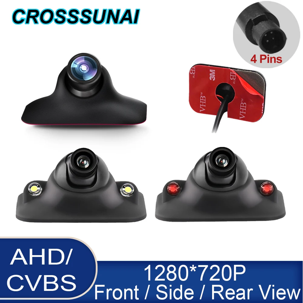 CROSSSUNAI 1280*720P AHD Car Front Rearview Reverse Camera Parking CVBS 170 Degree Auto Left Right Side View Camera Night Vision