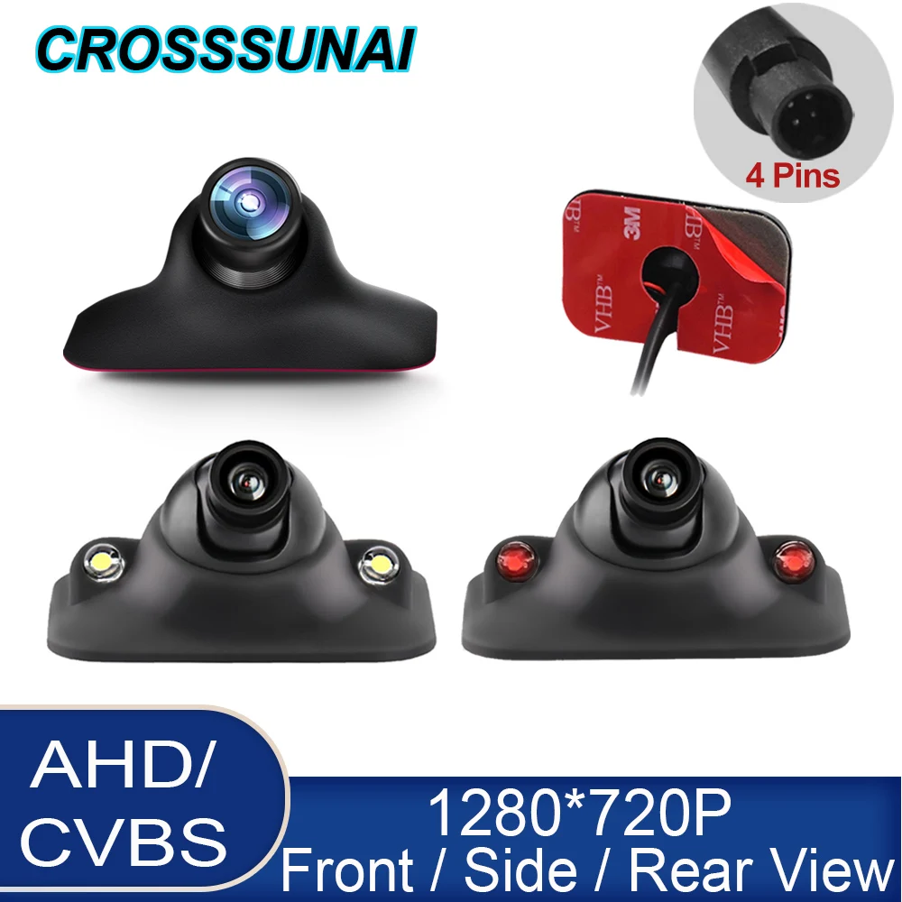 CROSSSUNAI 1280*720P AHD Автомобильная Передняя камера заднего вида парковочная CVBS с углом