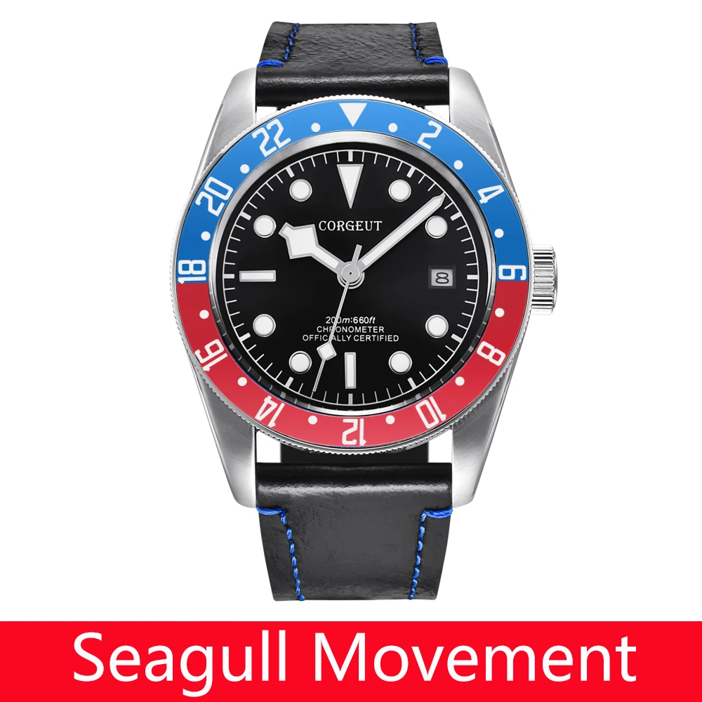 Corgeut 41 мм Мужские Роскошные спортивные сапфировое стекло стерильный белый