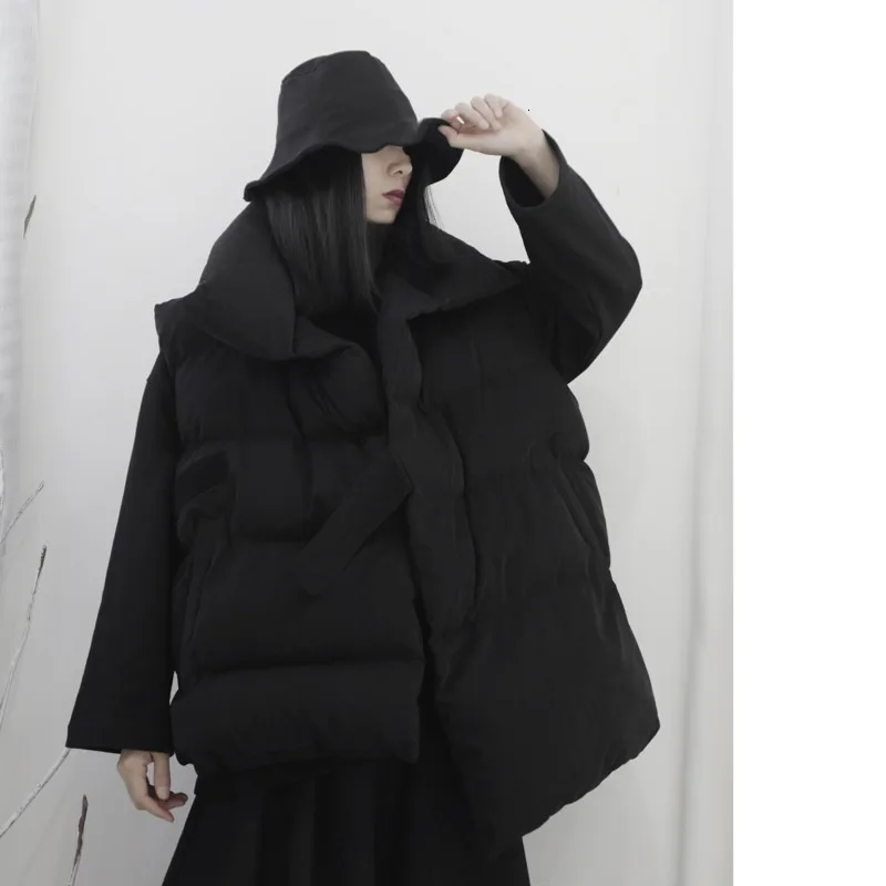 LANMREM 2020 темное женское ассиметричное однотонное теплое хлопковое пальто без