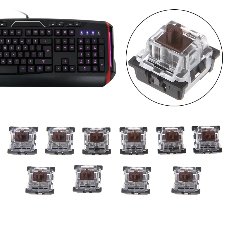 

10Pcs 3 Pin KeyCaps Brown Mechanical Keyboard Switch for Cherry MX Keyboard