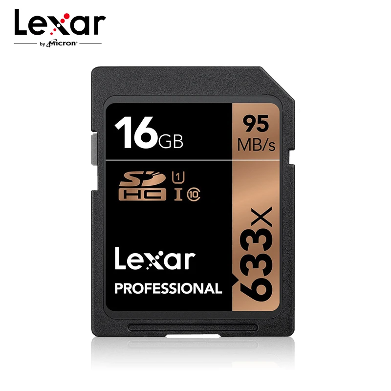 16GB Lexar 633X64G sd-карта 256 Гб карта памяти 32 Гб UHS-I флэш-карта 128 Гб 16 Гб Высокая скорость до Макс 95 м класс 10 633x для камеры - Емкость: 16GB