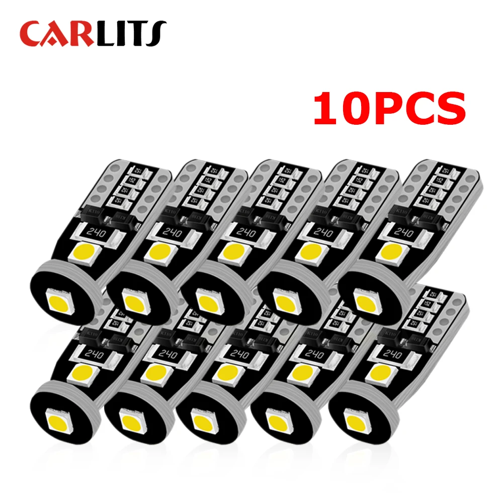 

10PCS T10 LED White 3SMD 5050 Led Car Light W5w 194 168 CANBUS Error Bulbs 12V Wedge Lamp Turn Signal Light Band Decoder Sign G