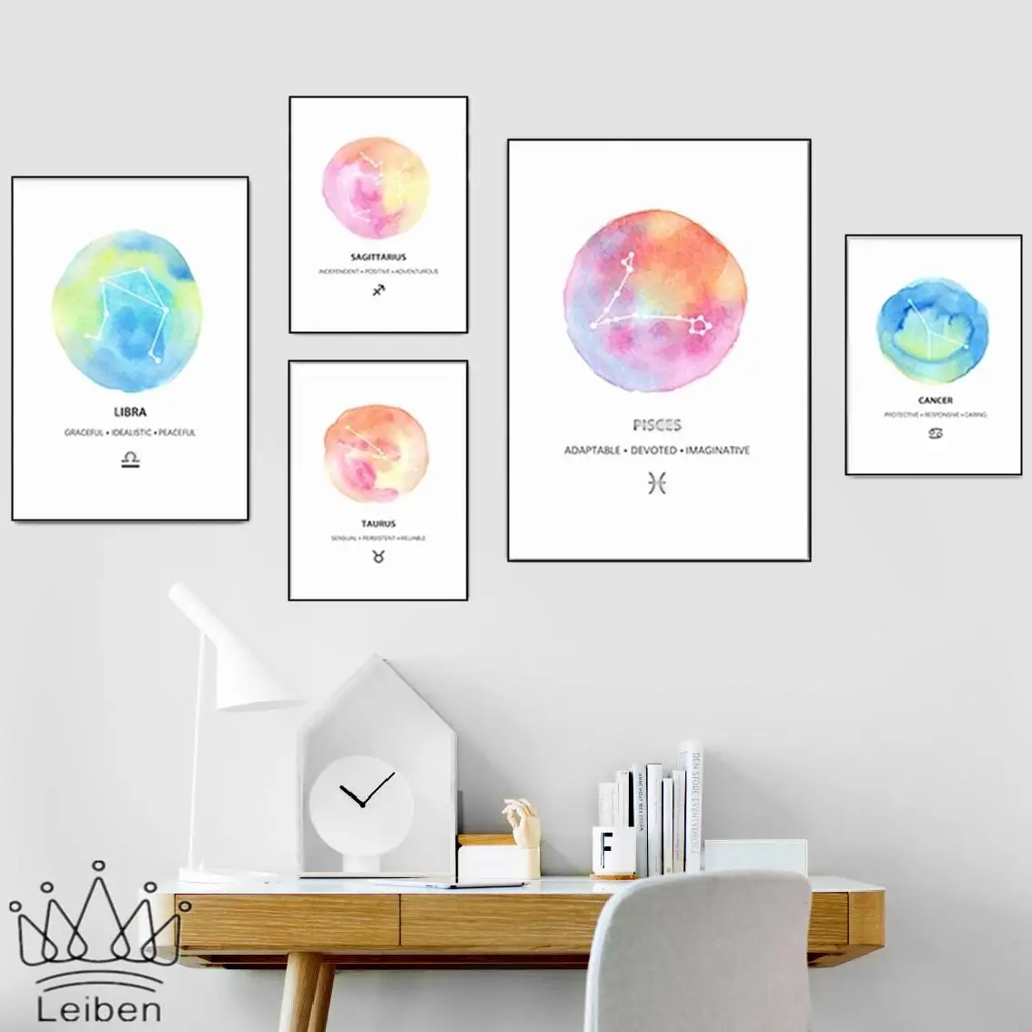

Constellation Astronomy Zodiac Stars Canvas Painting Nordic Minimalist Color Planet Art Poster Home Decoration Children's Room