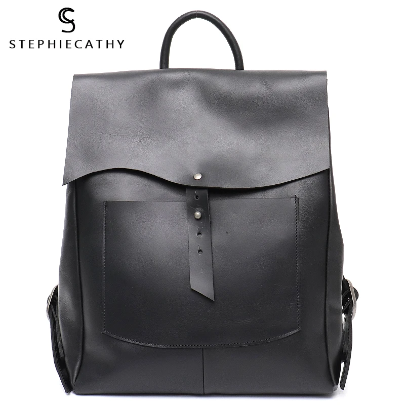 SC Женский итальянский кожаный рюкзак в винтажном ретро стиле с откидной пряжкой