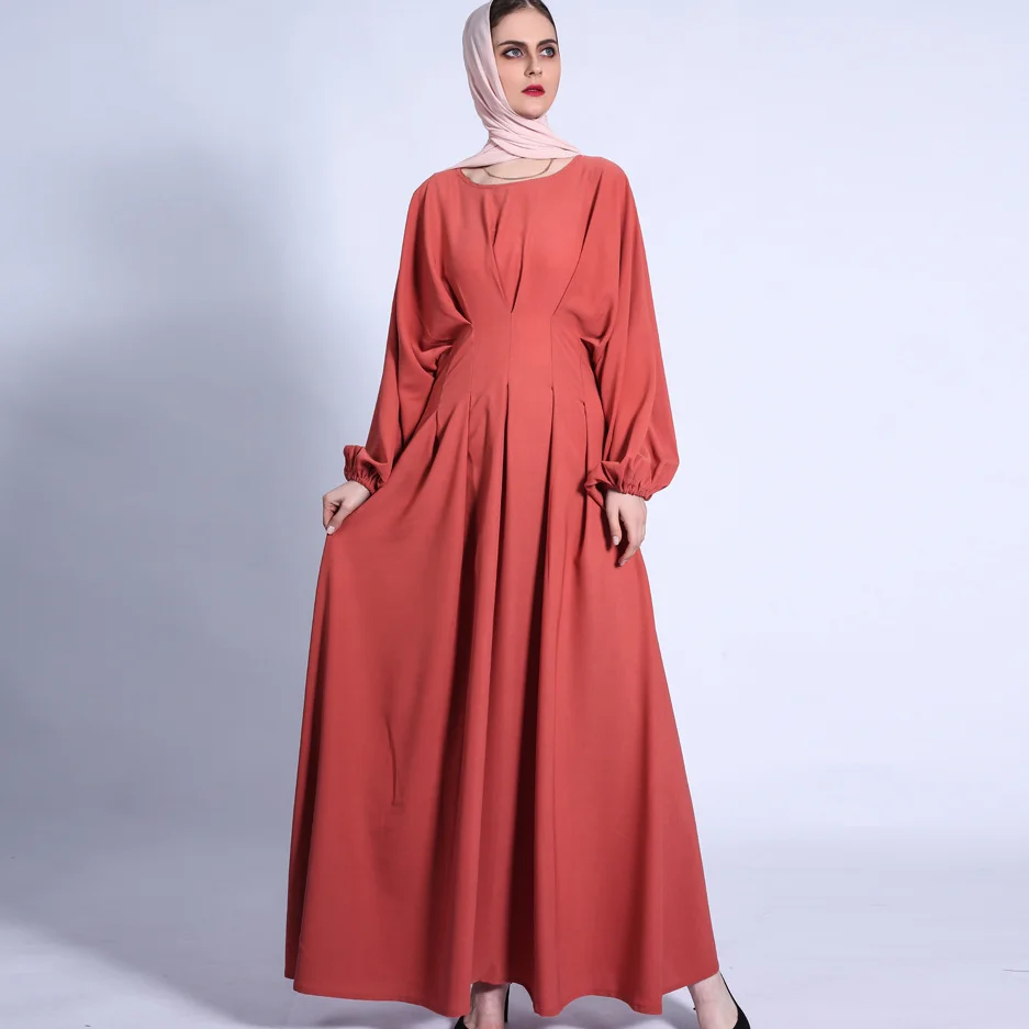 Новинка 2021, мусульманское платье на талию Рамадана, абайя, однотонная, с рукавами, темпераментное свободное платье, американская одежда, аба...