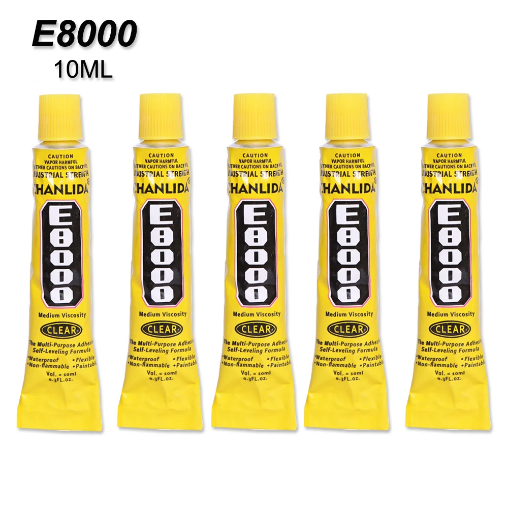 

Transparent 5Pcs 10ML Liquid E8000 Glue Rubber Frame Adhesive Cyanoacrylate School Scrapbooking Accessory Tool Epoxy Resin Decor