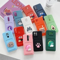 3d cute cartoon silicone card holder phone case for xiaomi redmi note 8 redmi note 8 pro note 8 2021 wallet fundas back cover