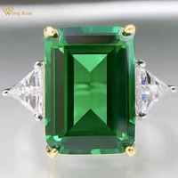 wong rain 925 sterling silver emerald cut 1014 mm emerald created moissanite engagement luxury ring for women fine jewelry gift