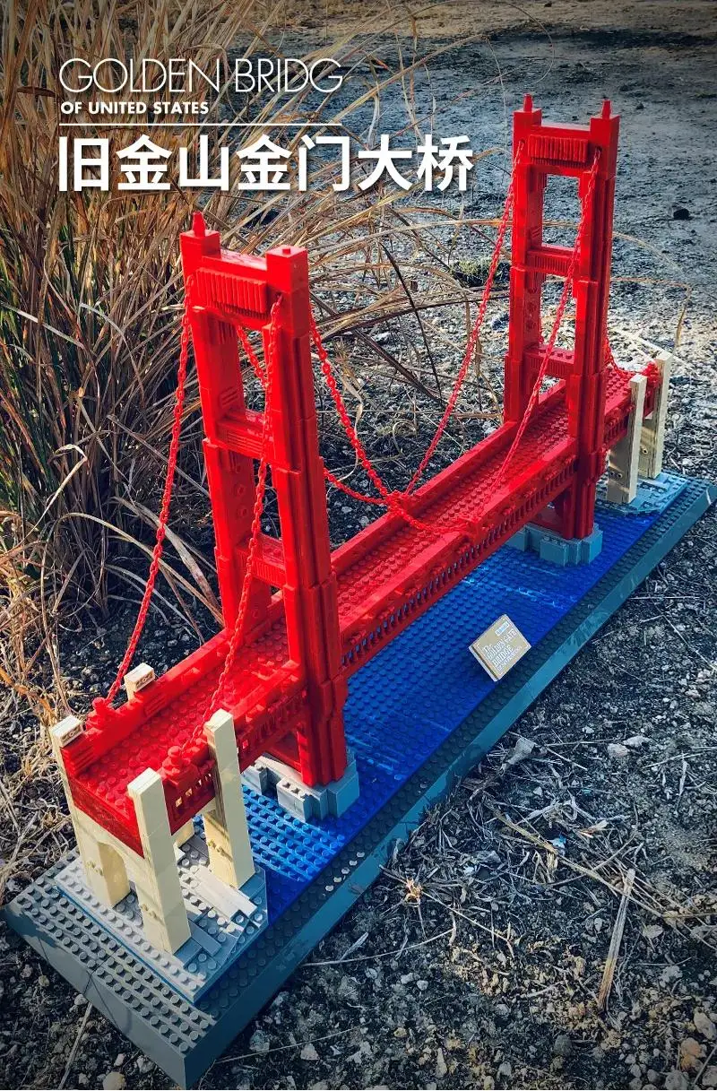 

8023 6210 Famous Building Series Golden Gate Bridge 1977Pcs Building Blocks Bricks Model Sets Compatible Architecture