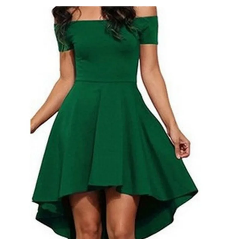 Женские с открытыми плечами коротким рукавом высокая низкая платья Лидер продаж