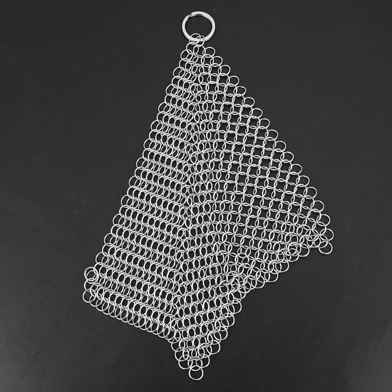 Cast Iron Cleaner -Premium 316 Stainless Steel Chainmail Scrubber 8x6 Inch | Cleaning Cloths