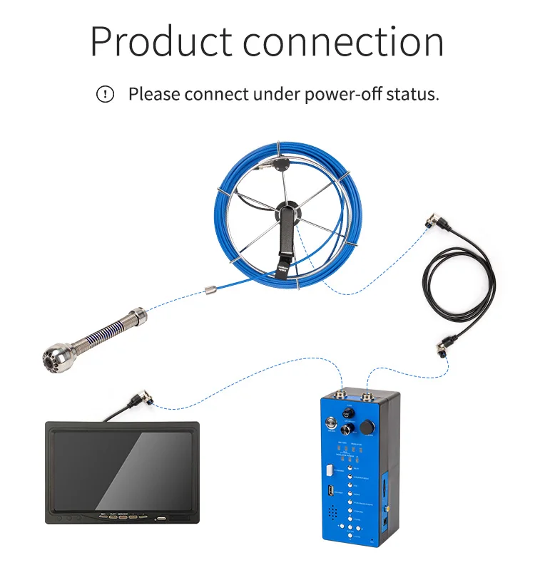 

25mm Lens Industrial Endoscope 20m 7 inch LCD Used for Pipe video Inspection Snake Video Camera System With Keyboard Typing DVR