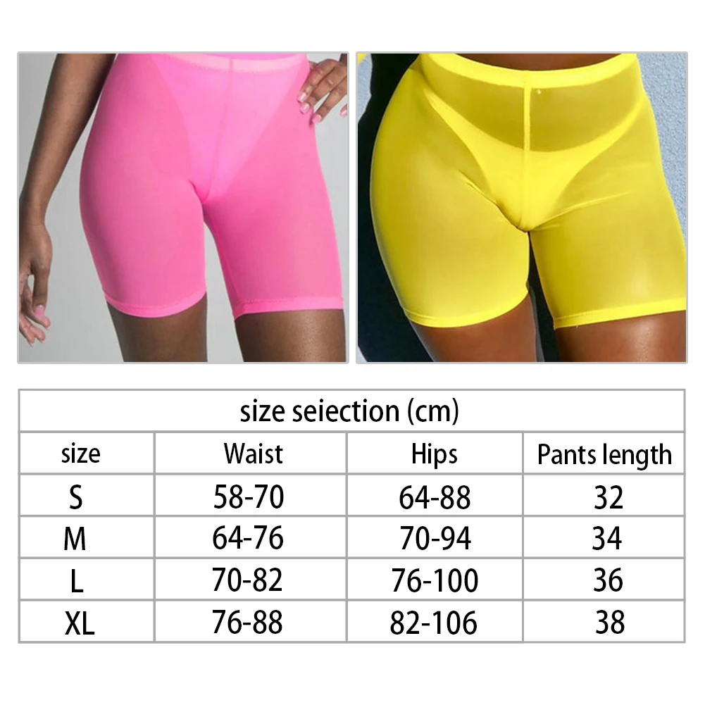 

Summer New High Waist Women Sexy Perspective Mesh Sheer Shorts Ladies Casual Shorts Skinny Elastic Short Pants