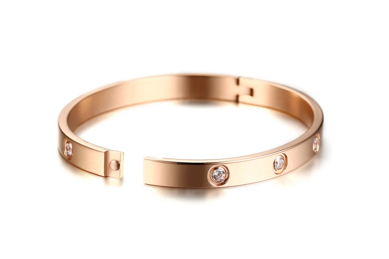 

Stainless Steel Bangles Crystals Charm Classic Bracelets For Women Luxury Jewelry Wholesale 2021 Trend Korean Accessories