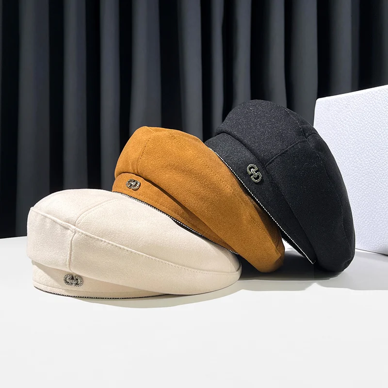 

Autumn and winter Women's beret hats Plain woolen bud cap Fashion painter's hat