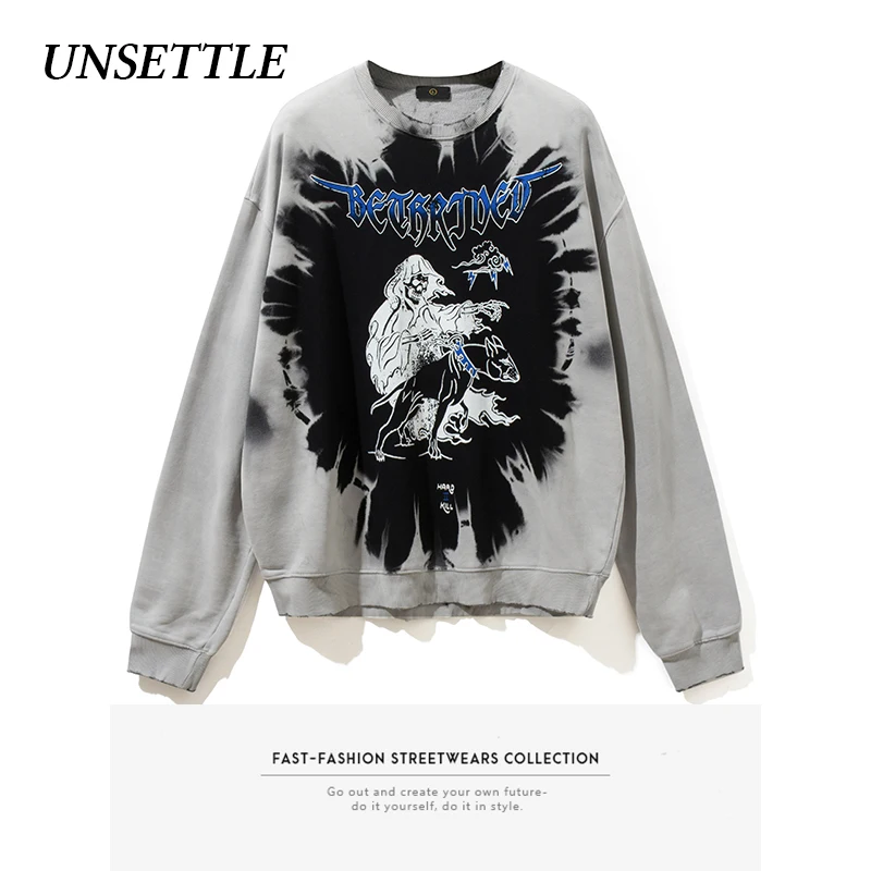 Осень/Зима 2020 Харадзюку большой Свитшот женский Готический принт демон Охота хип