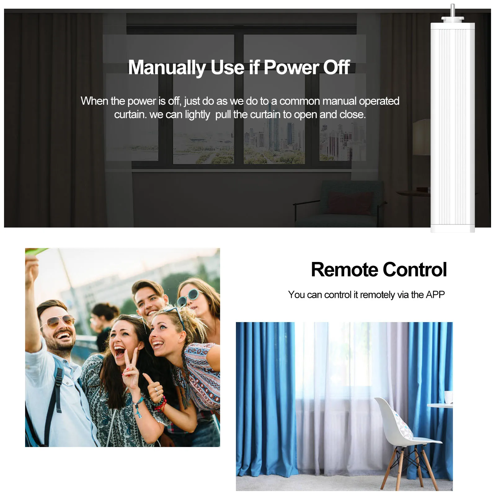 

eWeLink WIFI Motorized Curtain Track Kit Smart Curtain Blind Motor Timing APP Remote Customize Electric Curtain Track RF Control
