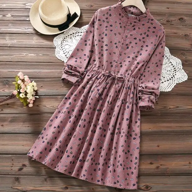 Осенне зимнее винтажное платье 2019 новые женские тканевые платья с длинным