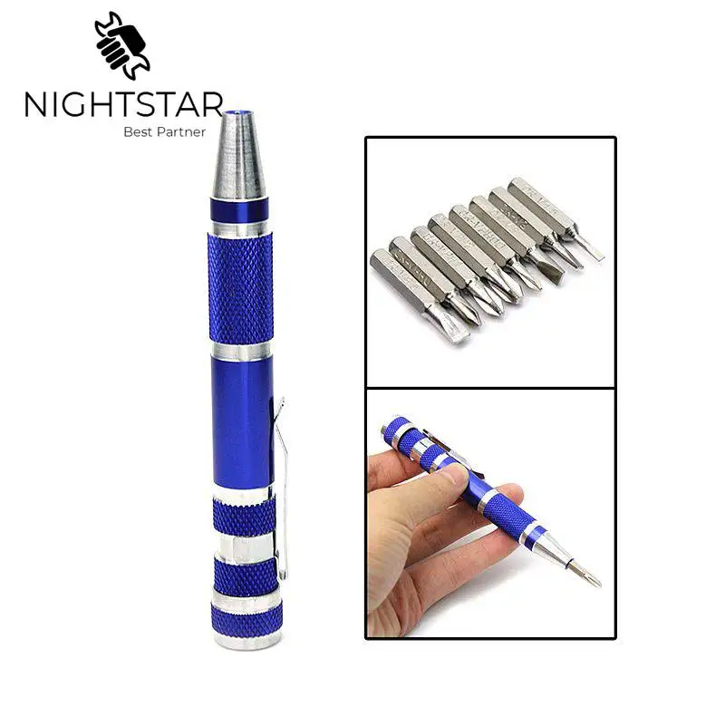 8 в 1 ручка стиль портативный алюминиевый сплав Прецизионная отвертка Набор