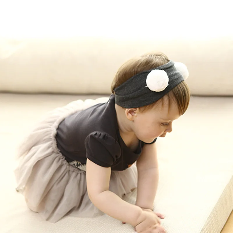 Новинка повязка на голову из двух плюшевых шариков для маленьких девочек