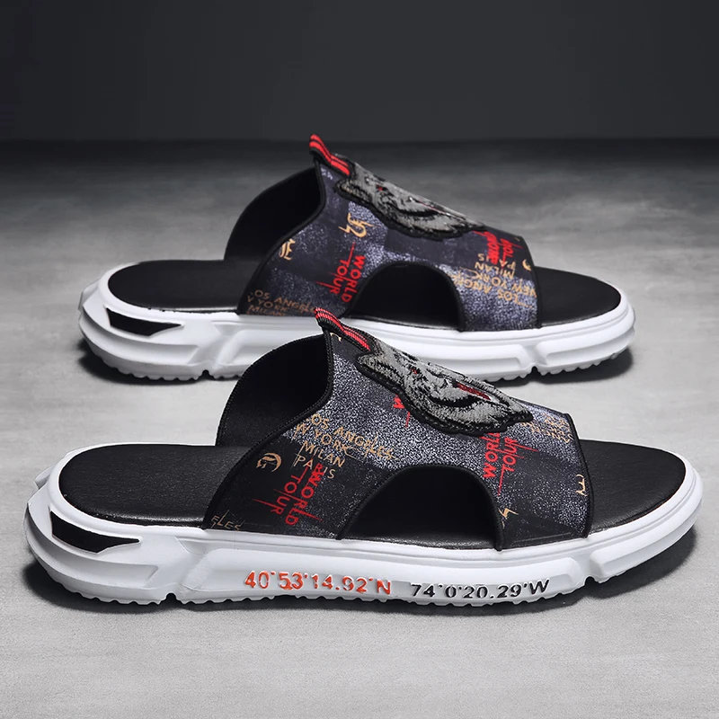 

CYYTL Head Animals Printed Men Slippers Open Toe Fashion Outdoor Sport Sandals Breathable Summer Shoes Casual Ciabatte Donna