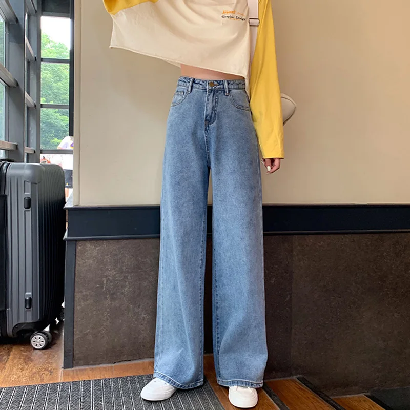 Mozuleva High Waist Loose Straight Wide Leg Jeans Women Pants 2019 Leisure Female All-match Oversized Trousers Denim Jean |
