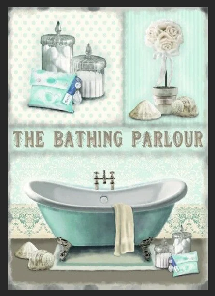 

The Bathing Parlour Metal Sign Home Wall Plaque Bath Retro Bathroom Washroom Tin