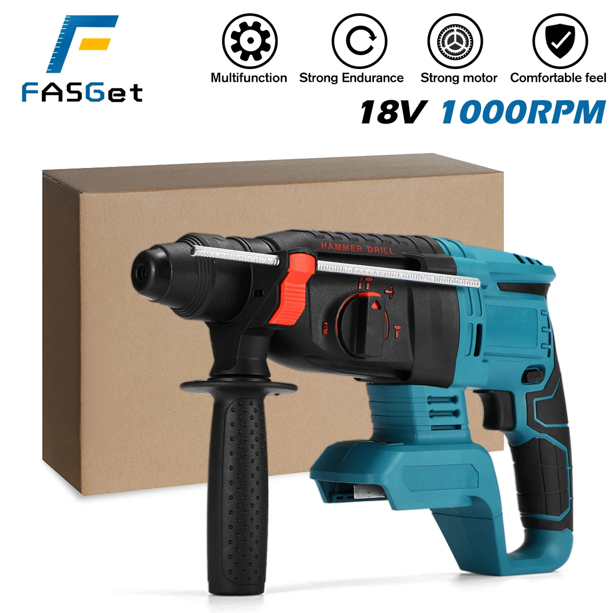 

Rechargeable Brushless Cordless Rotary Hammer Drill Impact Function Electric Hammer Impact Drill For 18V Makita Battery 6200RPM