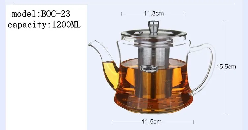 BOC23 1200ML Индукционная специальная кастрюля для варения чая специальная плита стеклянный чайник из нержавеющей стали чайник с внутренним вкладышем цветочный чайник - Цвет: BOC23 1200ML