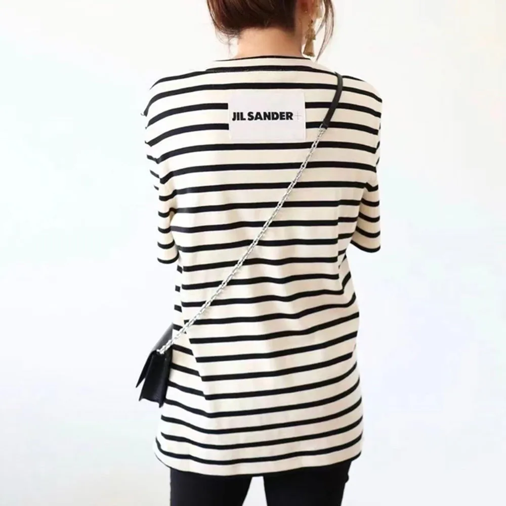 

2021 New Women's T-Shirt Summer Japanese Style Korean Fashion Stripe Round Neck Summer Casual Temperament Simplicity