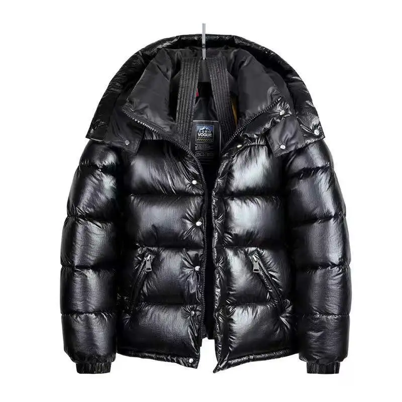 2022 New Brand Winter Men Bright Short Thick Down Padded Jacket Male Black With Hood Jacket Thick Men's Clothing M-3XL