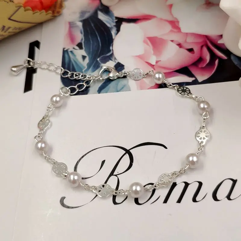 Новые модные блестящие медно-жемчужный браслет золотого и серебряного цвета в