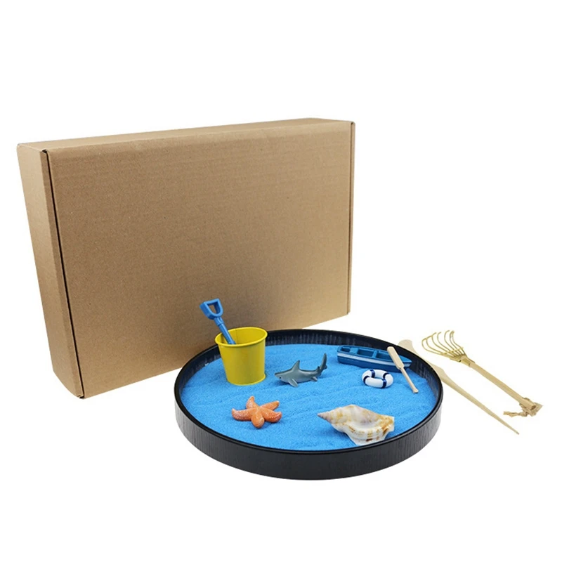 

Sea World Sandbox Mini Zen Garden the Ocean Sea Life Beach Desktop Decoration Relaxation Meditation Play Sand Box Toy