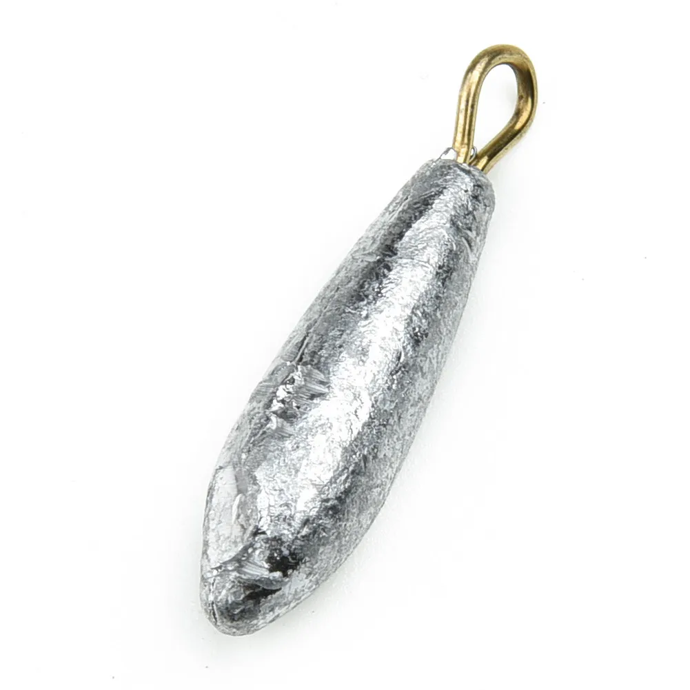 

50x 10G Weights Lead Sinker Water Drop Shape With Ring Fishing Hook Connector